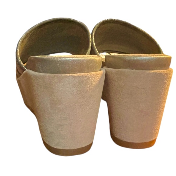 Luca Lenore Leather Platform Wedge Sandal Slide Striped Vamp Women’s Sz 7.5 - Picture 8 of 13